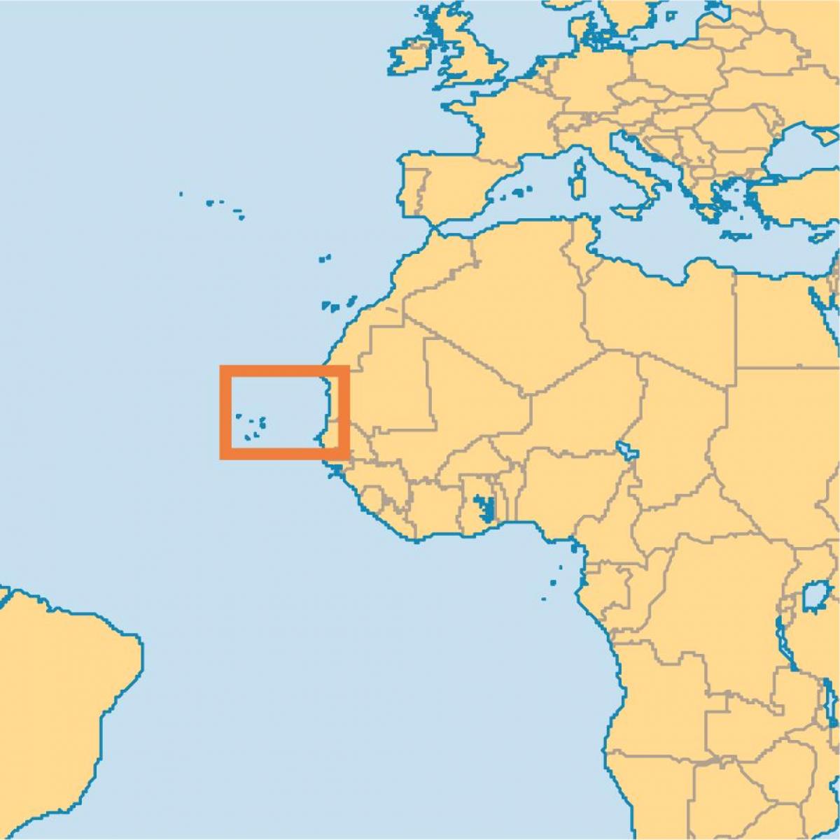 montre Cape Verde sou mond kat jeyografik